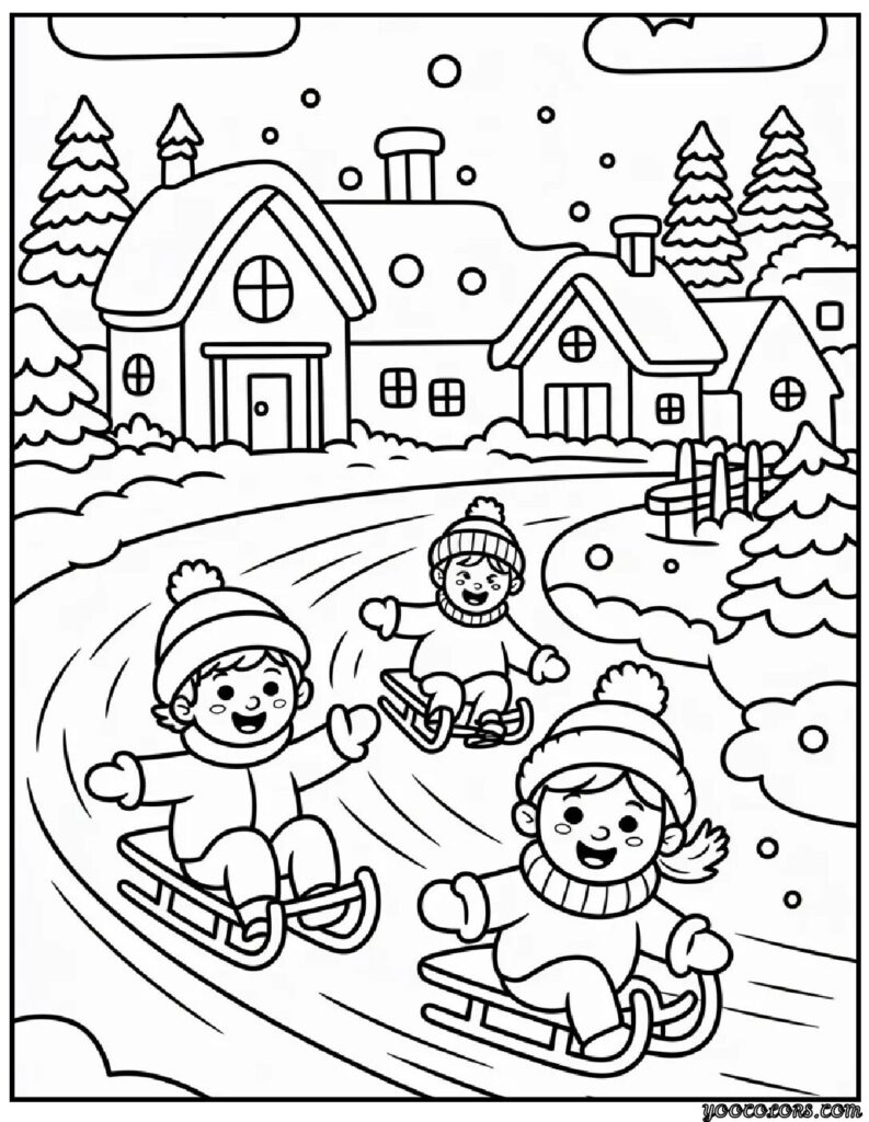 Winter Village Coloring Pages – Build Your Own Snowy Little Town 4 WINTER VILLAGE COLORING PAGES 9 pdf