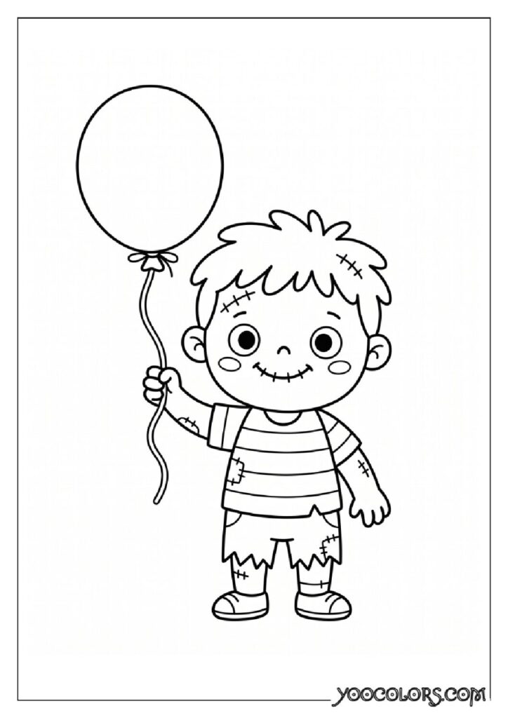 36 Spooky Cute Coloring Pages: Adorable Meets Creepy for Halloween & Beyond 28 Zombie holding balloon 2K 202608181637 pdf
