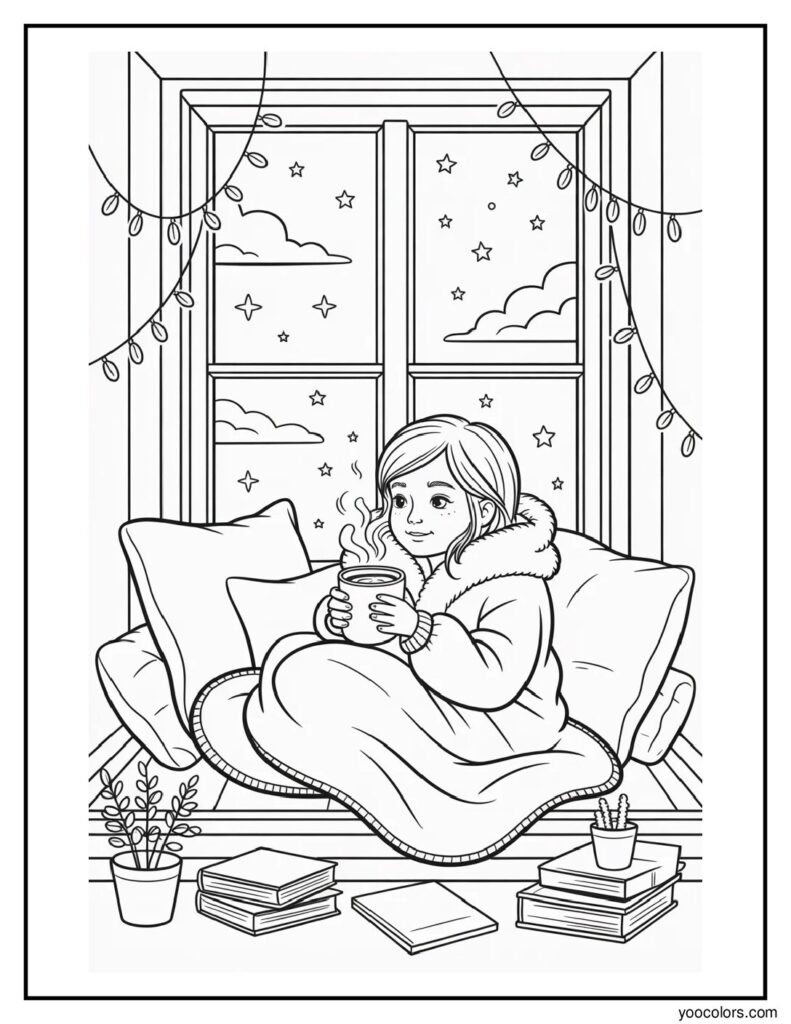 Cozy Girl Coloring Pages – Relaxing, Aesthetic & Free to Print 11 cozy girl coloring pages 11 pdf