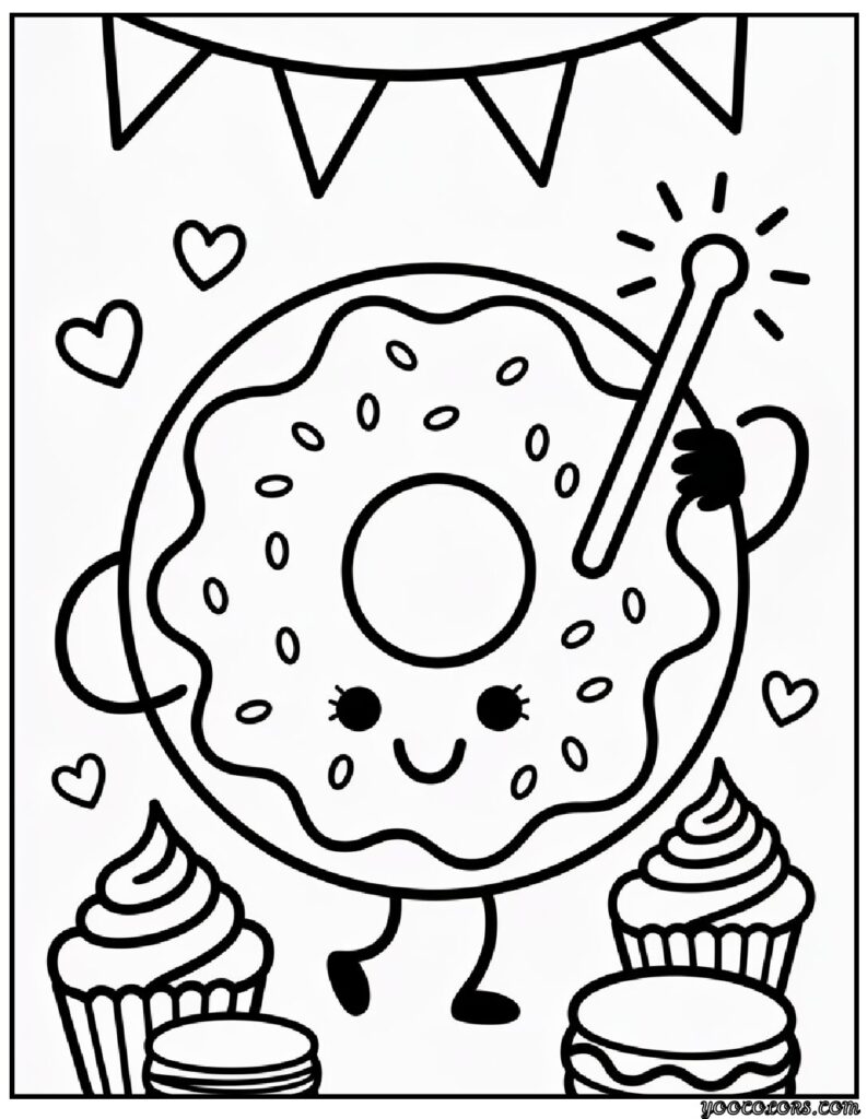 Cute Donut Coloring Pages: Sweet, Simple, and Fun for All Ages 13 cute donut coloring pages 10 pdf