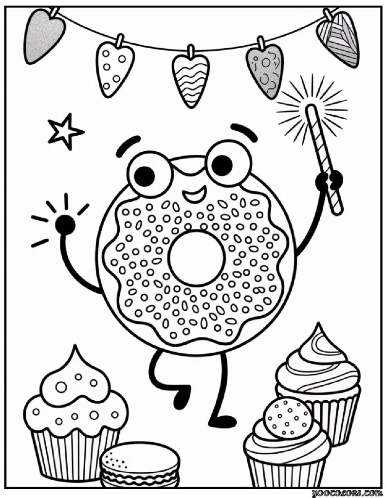 Cute Donut Coloring Pages: Sweet, Simple, and Fun for All Ages 12 cute donut coloring pages 11 pdf