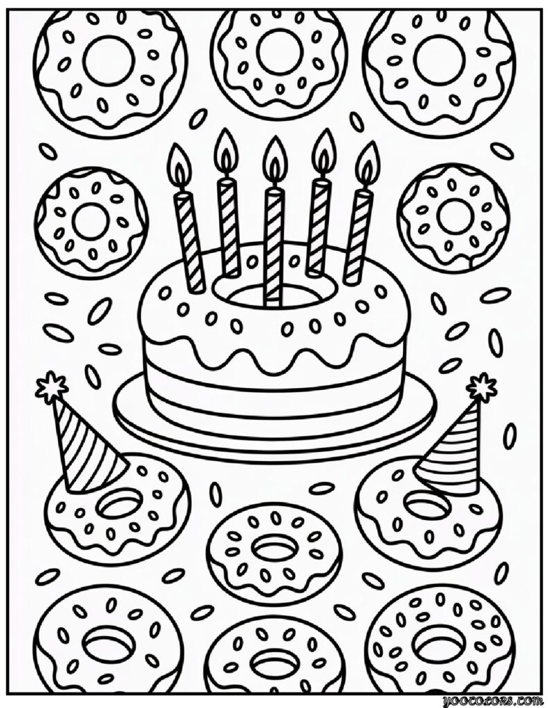 Cute Donut Coloring Pages: Sweet, Simple, and Fun for All Ages 4 cute donut coloring pages 3 pdf