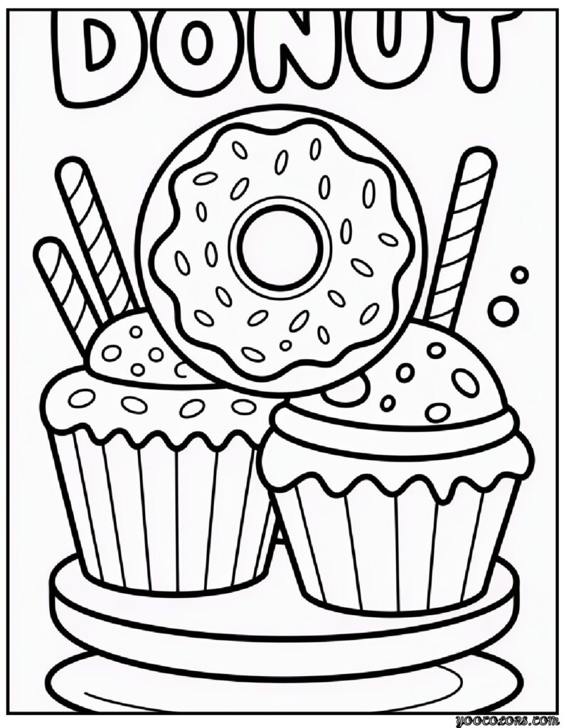Cute Donut Coloring Pages: Sweet, Simple, and Fun for All Ages 2 cute donut coloring pages pdf