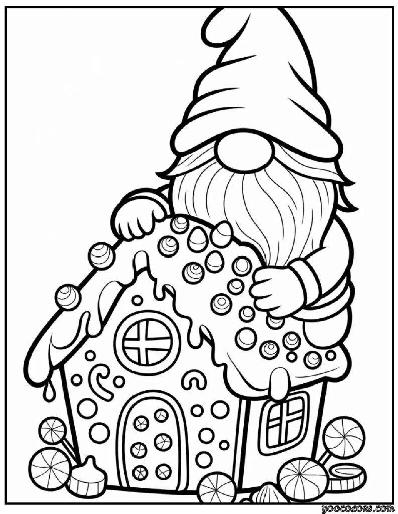 Gnome Christmas Coloring Pages: Whimsical, Cozy, and Fun to Color 14 gnome christmas Coloring Pages 10 pdf