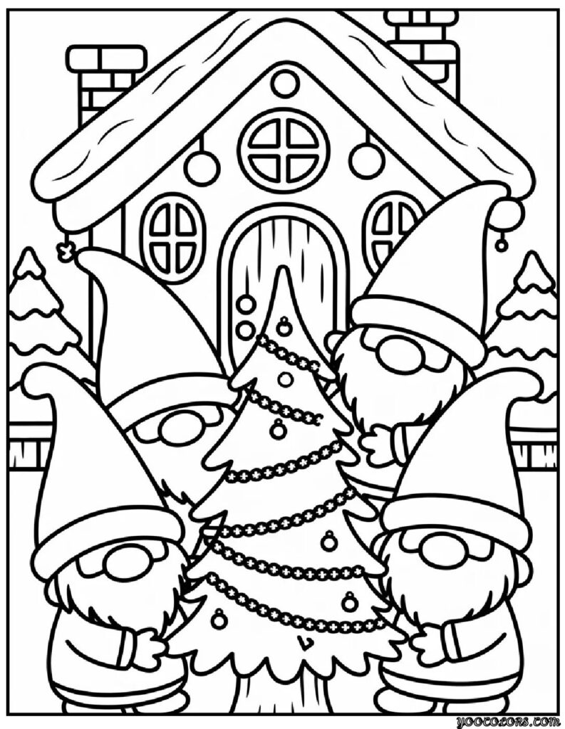 Gnome Christmas Coloring Pages: Whimsical, Cozy, and Fun to Color 10 gnome christmas Coloring Pages 6 pdf