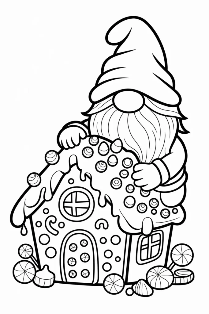 Gnome Christmas Coloring Pages: Whimsical, Cozy, and Fun to Color 2 gnome christmas coloring pages