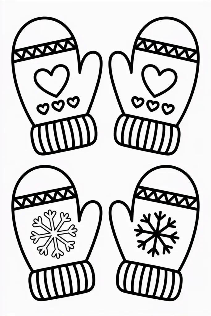 Winter Mittens Coloring Pages for Cozy Little Hands 2 Winter Mittens Coloring Pages