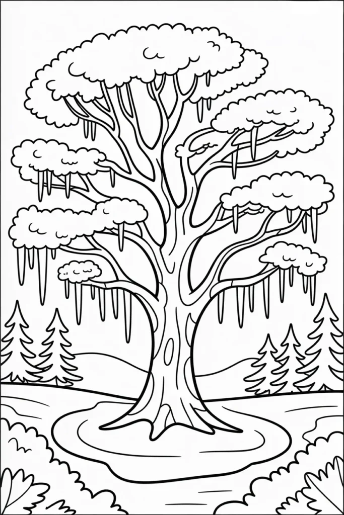 Winter Trees Coloring Pages – Cozy, Free Printable Designs for Every Age 2 Winter Trees Coloring Pages