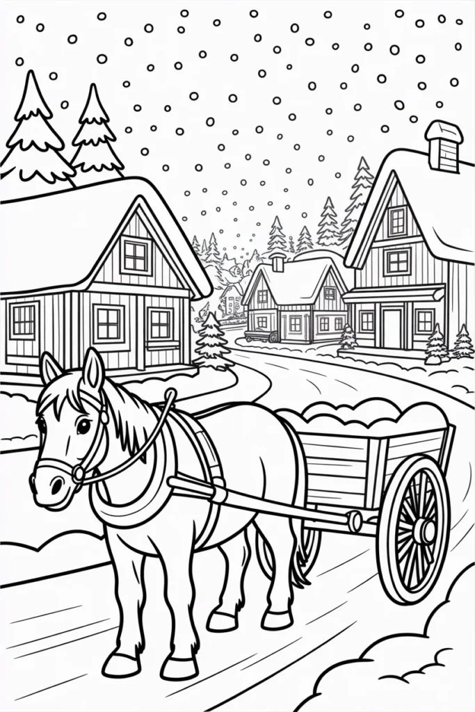 Winter Village Coloring Pages – Build Your Own Snowy Little Town 2 winter village coloring pages