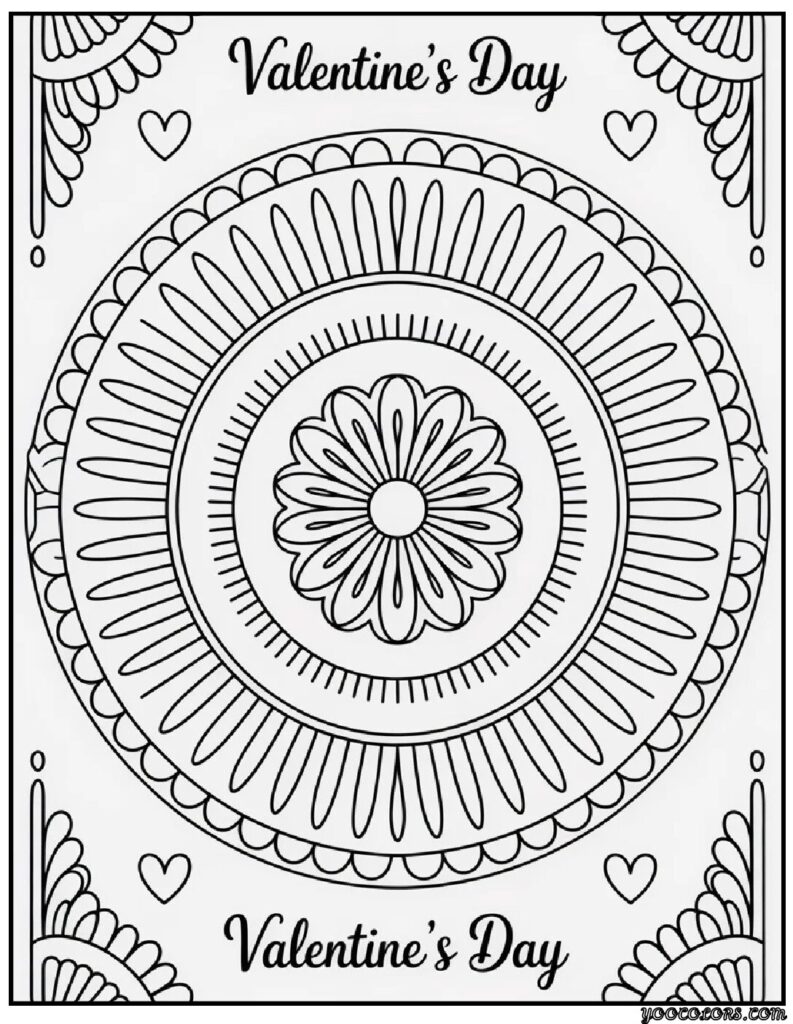 Mandala Valentine’s Day Coloring Pages: A Calm and Creative Way to Celebrate Love 7 Mandala Valentines Day Coloring Pages pdf