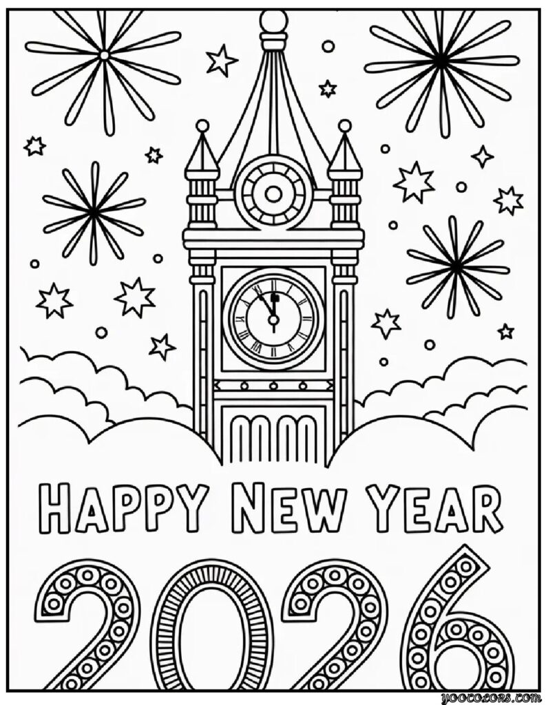 Happy New Year Coloring Pages: Festive, Fun, and Free Printables for 2026 11 happy new year coloring pages 10 pdf