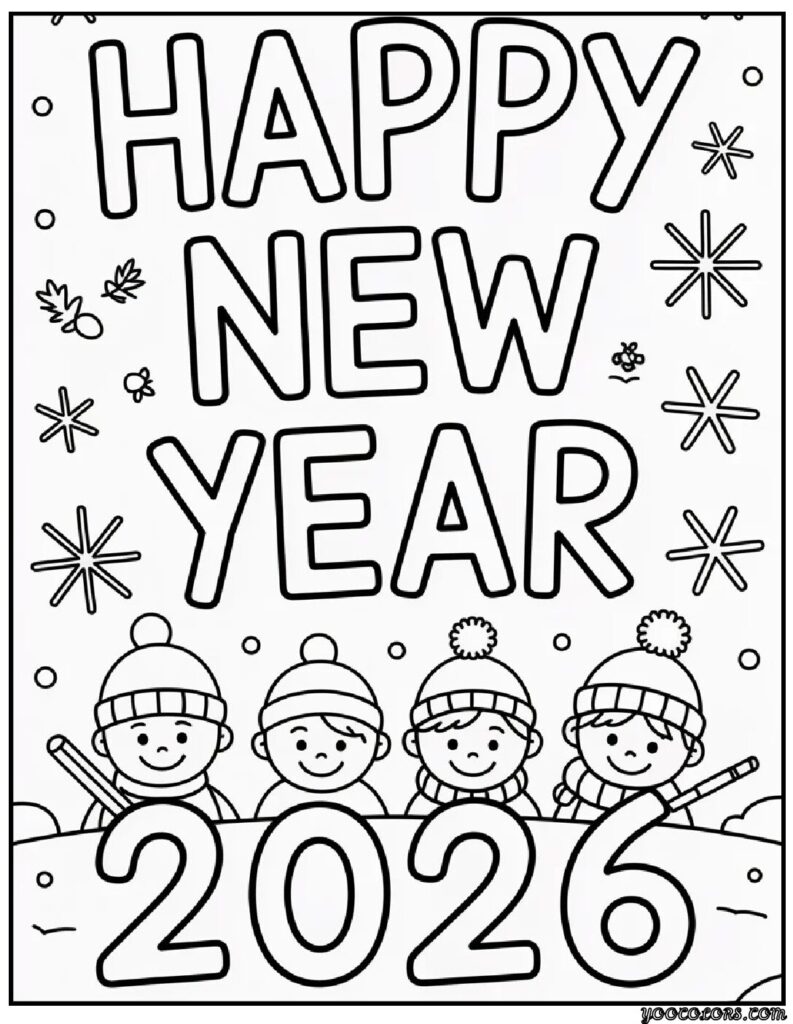Happy New Year Coloring Pages: Festive, Fun, and Free Printables for 2026 12 happy new year coloring pages 11 pdf