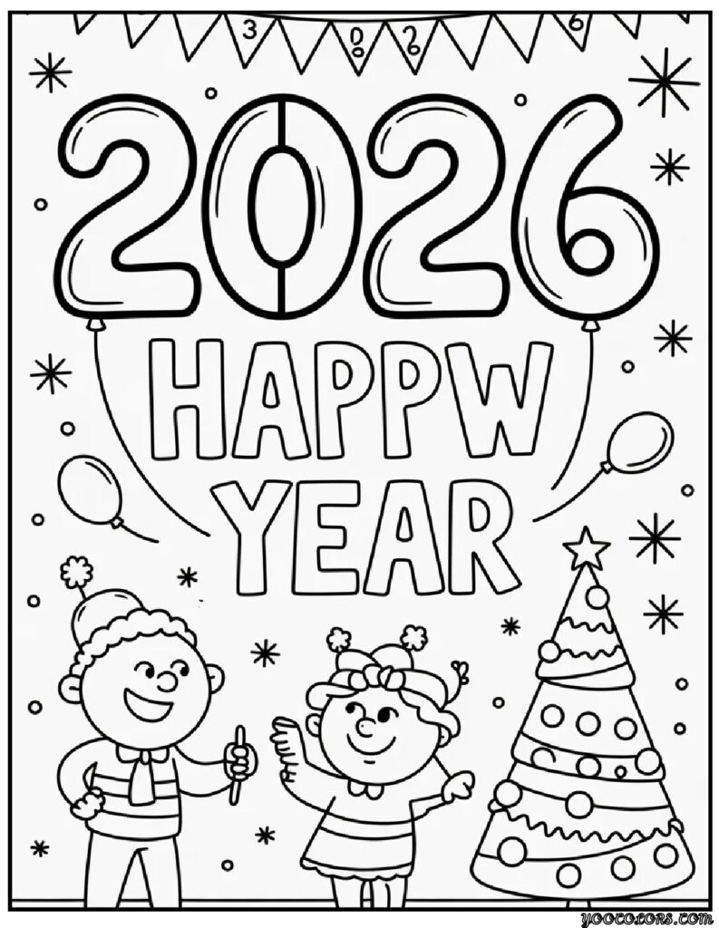 Happy New Year Coloring Pages: Festive, Fun, and Free Printables for 2026 7 happy new year coloring pages 14 pdf