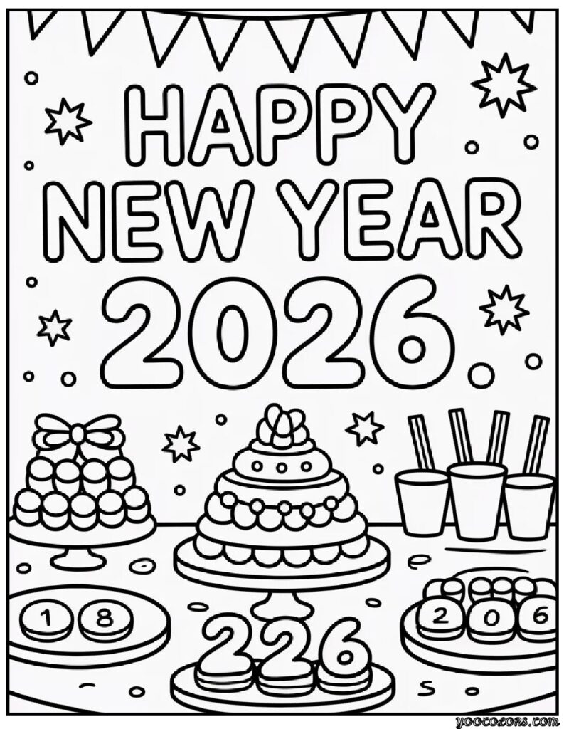 Happy New Year Coloring Pages: Festive, Fun, and Free Printables for 2026 15 happy new year coloring pages 6 pdf