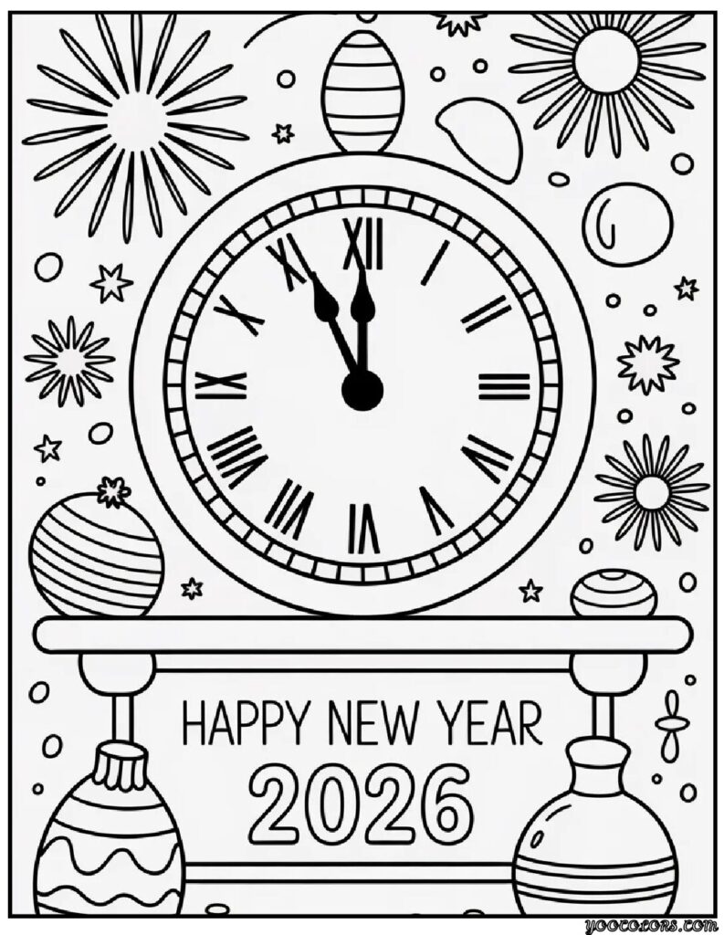 Happy New Year Coloring Pages: Festive, Fun, and Free Printables for 2026 16 happy new year coloring pages 7 pdf