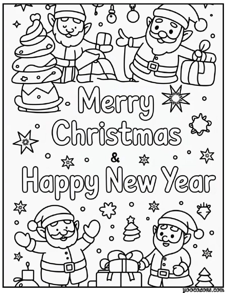 Merry Christmas and Happy New Year Coloring Pages: Festive Printables for Kids & Families 6 merry christmas and happy new year coloring pages 7 pdf