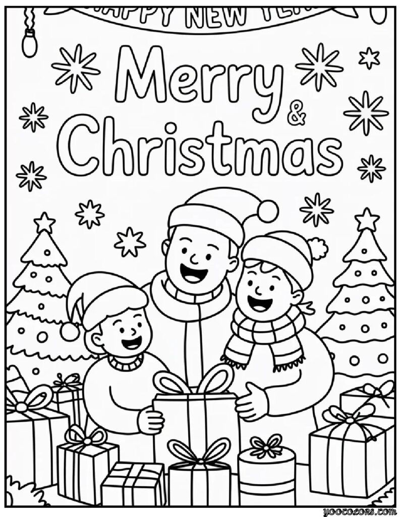 Merry Christmas and Happy New Year Coloring Pages: Festive Printables for Kids & Families 4 merry christmas and happy new year coloring pages 9 pdf