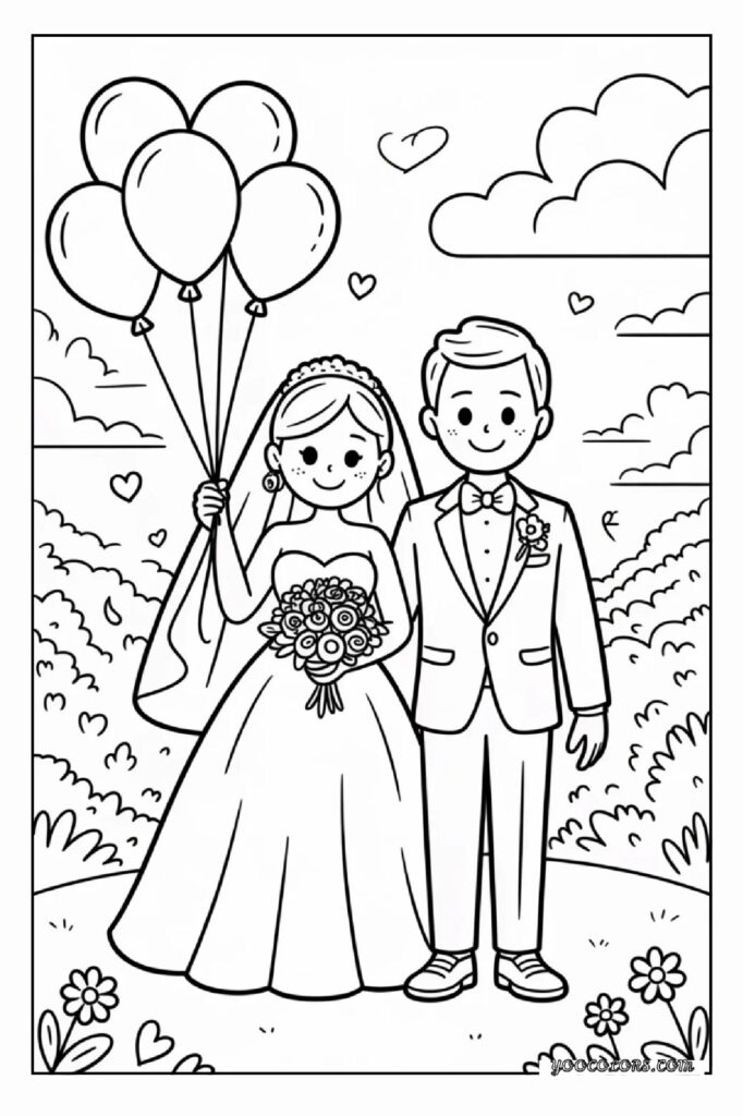 Wedding Coloring Pages: A Sweet, Screen-Free Activity Kids and Adults Will Love 14 wedding coloring pages 12 1 pdf