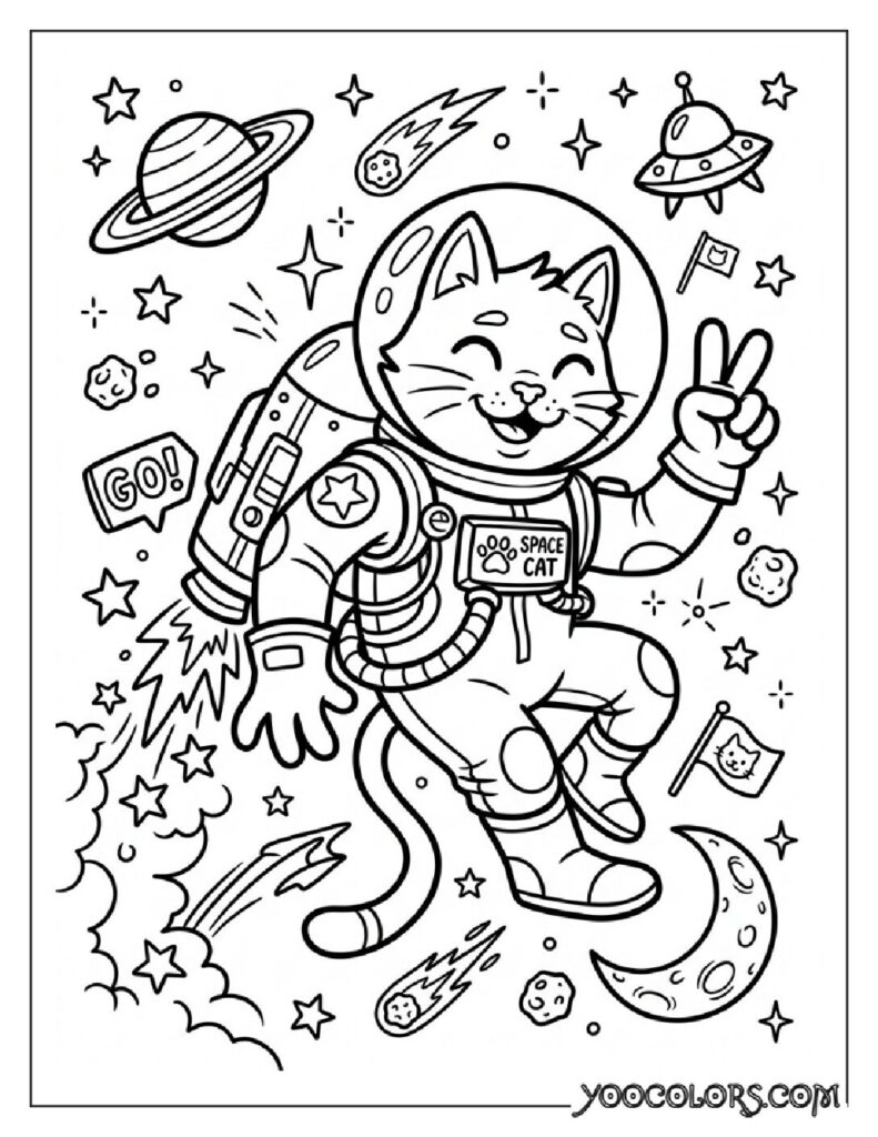 Dope Coloring Pages: The Free Printable Pack Your Kids (and You) Will Actually Be Excited About 3 Astronaut cat floating in space 202608281541 pdf
