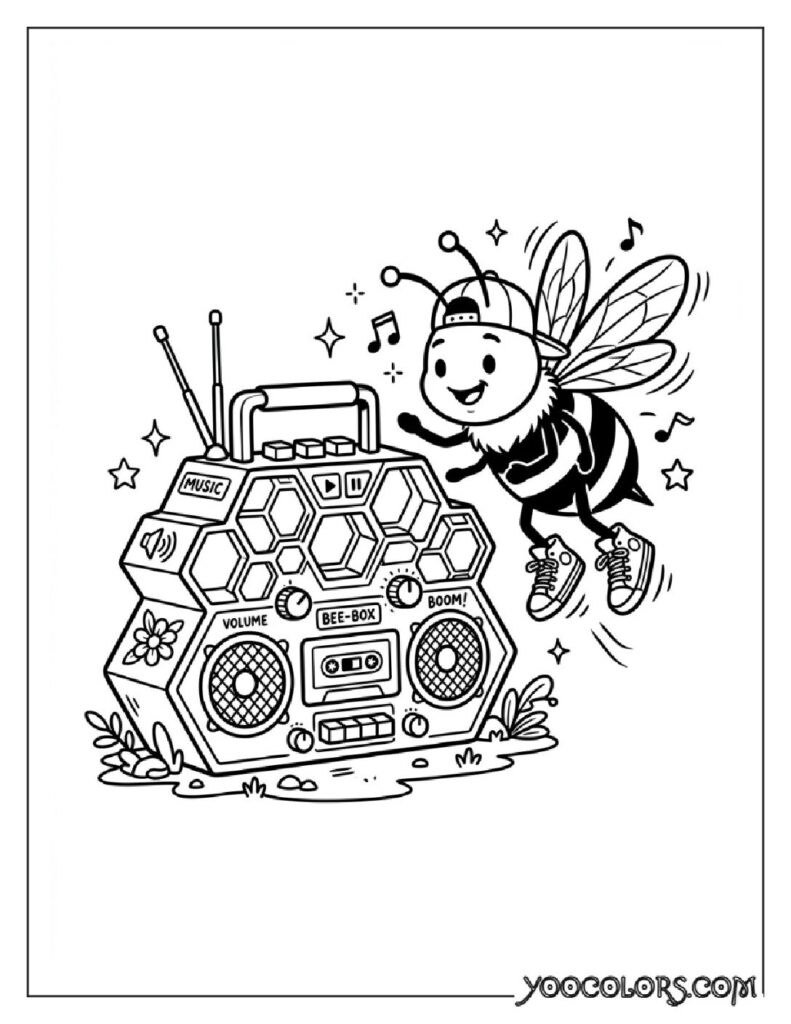 Dope Coloring Pages: The Free Printable Pack Your Kids (and You) Will Actually Be Excited About 5 Bee wearing sneakers near boombox 202608281541 pdf