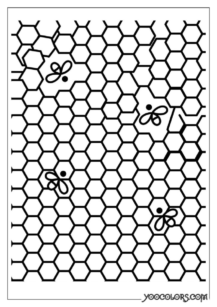 Dope Coloring Pages for Adults: Free Printables to Steal Back Your Quiet Time 25 Bees on geometric hexagon grid 202608291400 pdf