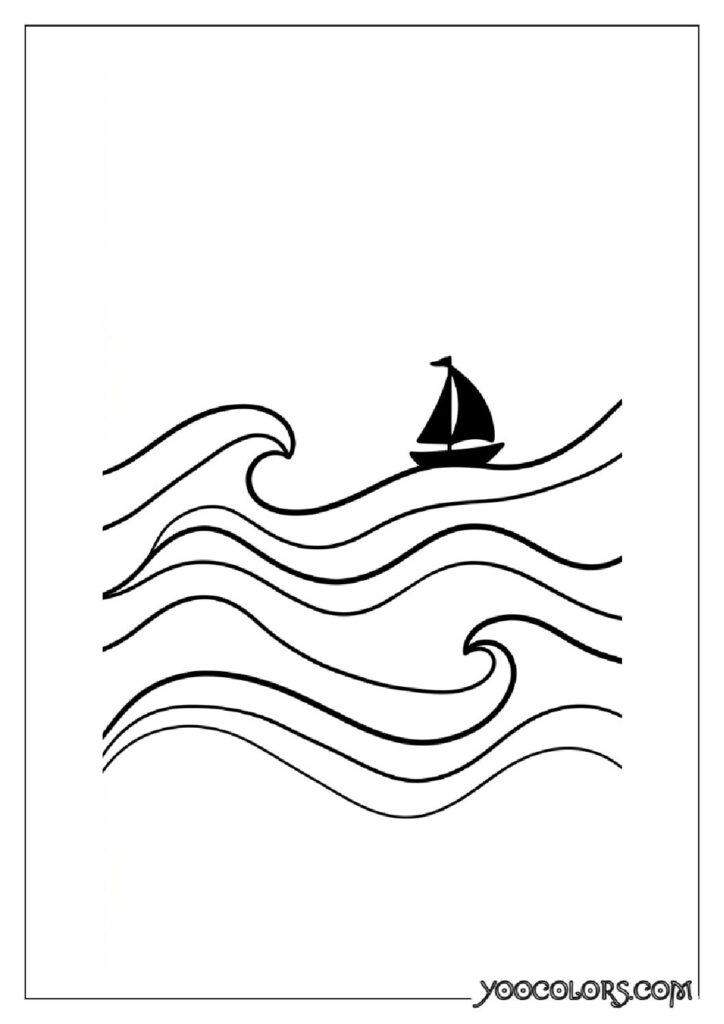 Dope Coloring Pages for Adults: Free Printables to Steal Back Your Quiet Time 28 Boat silhouette on wave lines 202608291400 pdf