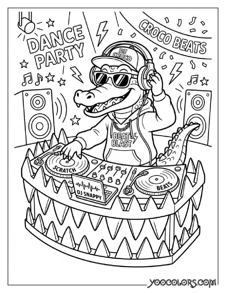 Dope Coloring Pages: The Free Printable Pack Your Kids (and You) Will Actually Be Excited About 10 Crocodile DJ mixing tracks 202608281541 pdf