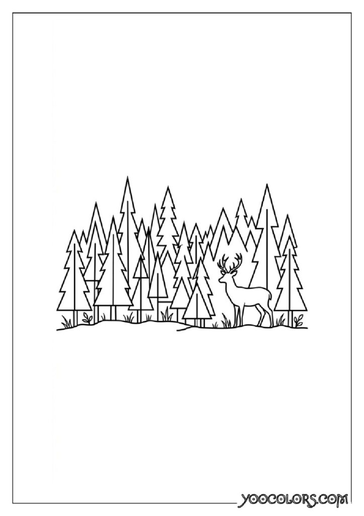 Dope Coloring Pages for Adults: Free Printables to Steal Back Your Quiet Time 29 Deer in pine forest 202608291400 pdf