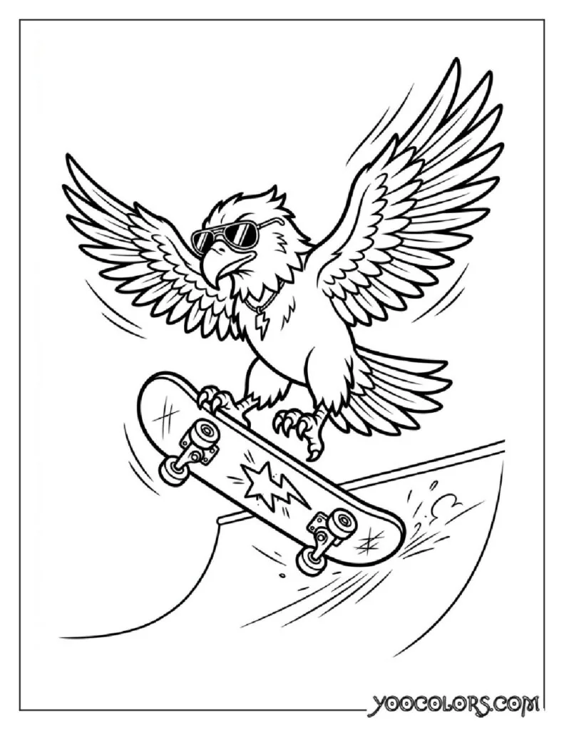 Dope Coloring Pages: The Free Printable Pack Your Kids (and You) Will Actually Be Excited About 11 Eagle wearing sunglasses on skat… 202608281541 pdf