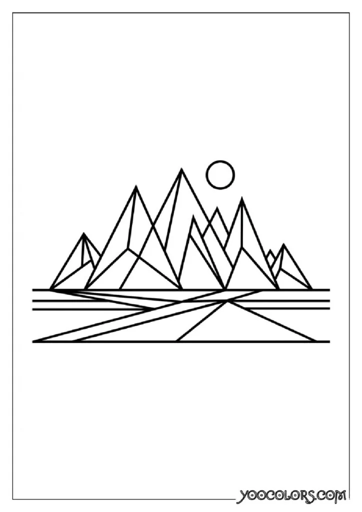 Dope Coloring Pages for Adults: Free Printables to Steal Back Your Quiet Time 31 Geometric mountain range minimal… 202608291400 pdf