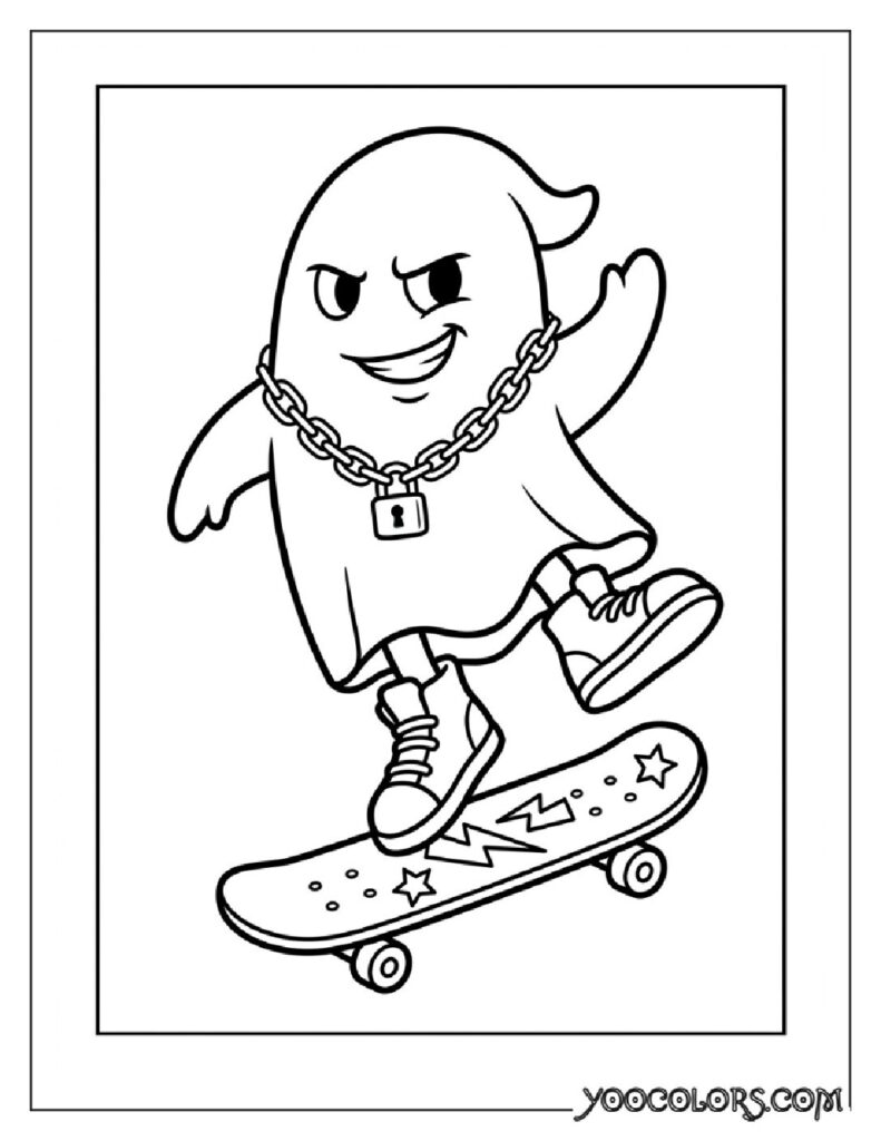 Dope Coloring Pages: The Free Printable Pack Your Kids (and You) Will Actually Be Excited About 9 Ghost skateboarding in sneakers 202608281541 pdf