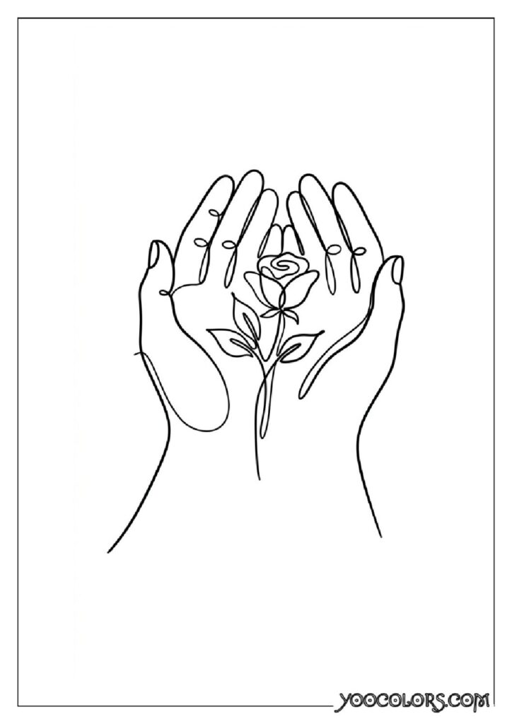 Dope Coloring Pages for Adults: Free Printables to Steal Back Your Quiet Time 32 Hands holding a flower 202608291400 pdf