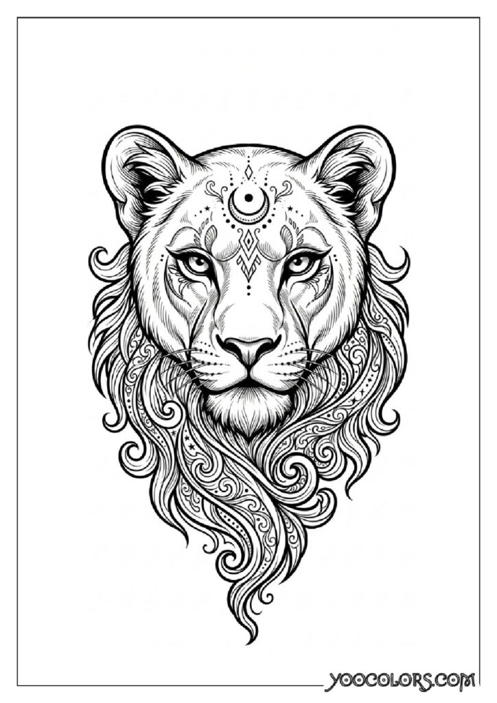Dope Coloring Pages for Adults: Free Printables to Steal Back Your Quiet Time 11 Lioness illustration with flame … 202608282024 pdf