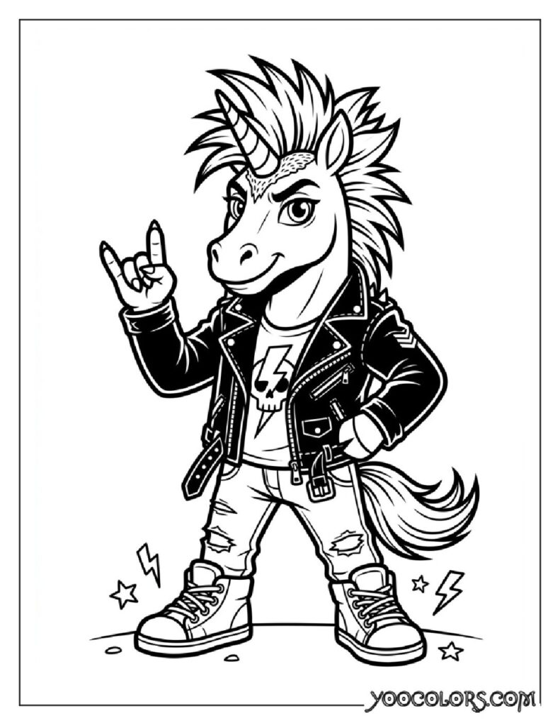 Dope Coloring Pages: The Free Printable Pack Your Kids (and You) Will Actually Be Excited About 26 Unicorn wearing leather jacket 202608281541 pdf