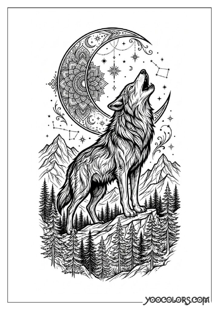 Dope Coloring Pages for Adults: Free Printables to Steal Back Your Quiet Time 19 Wolf howling at moon 202608282024 pdf