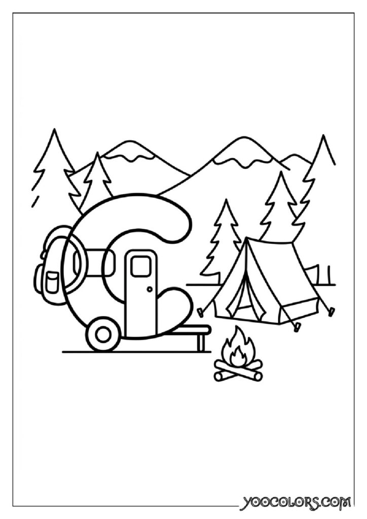 Alphabet Coloring Pages: The Free Printable Pack That Makes Learning Letters Actually Fun 6 Camper wearing backpack camping 202609020001 pdf
