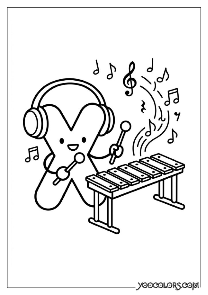 Alphabet Coloring Pages: The Free Printable Pack That Makes Learning Letters Actually Fun 26 Letter X playing xylophone 202609020001 pdf