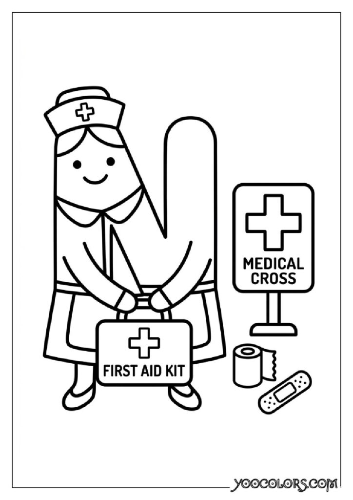 Alphabet Coloring Pages: The Free Printable Pack That Makes Learning Letters Actually Fun 16 Nurse holding first aid kit 202609020001 pdf