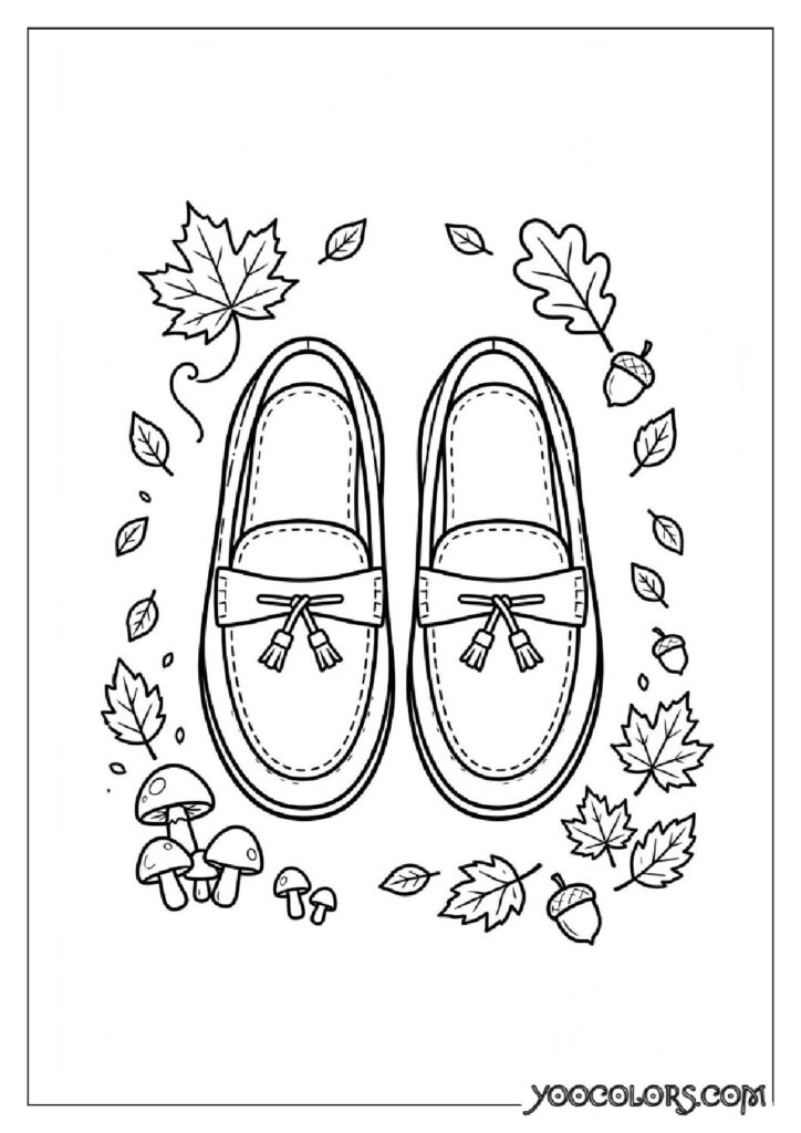Shoe Coloring Pages 7 autumn loafers wreath pdf