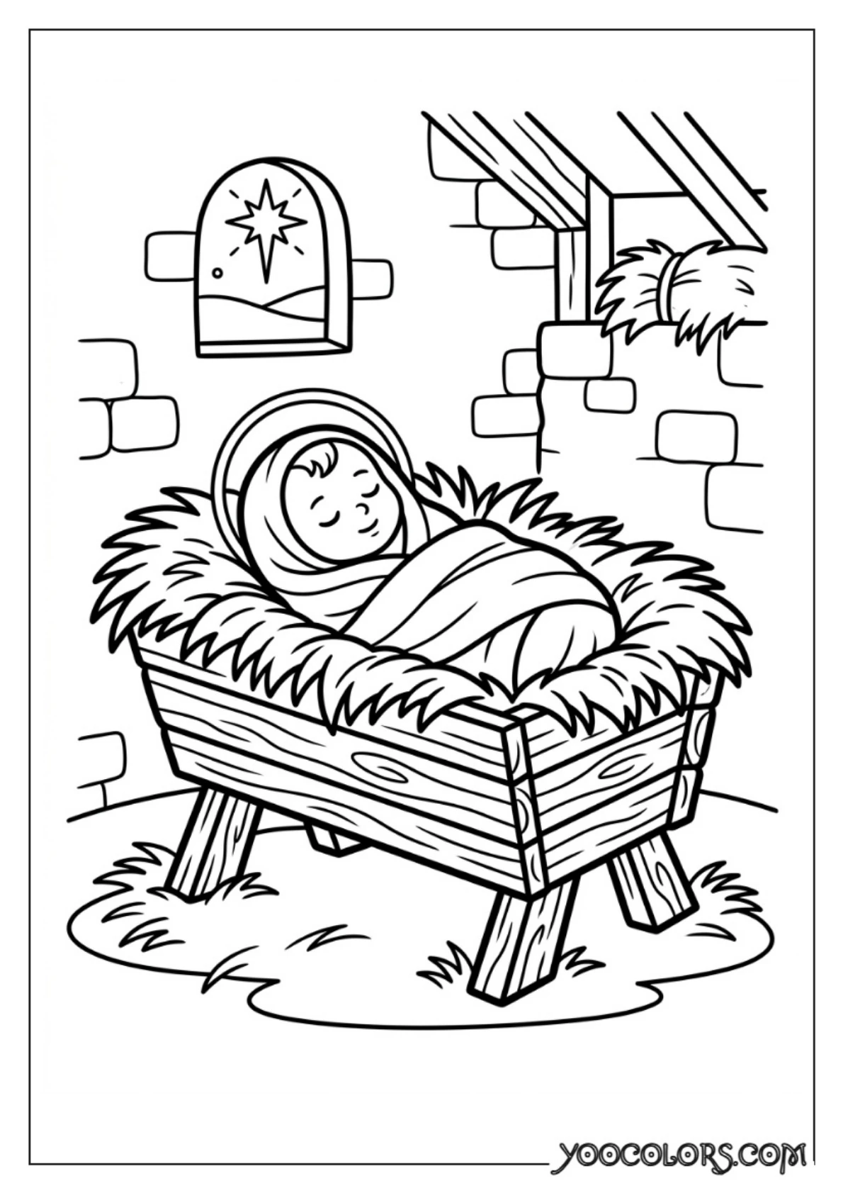 Nativity Coloring Pages: Free Printable Christmas Scenes for Kids 6 Baby jesus in manger coloring