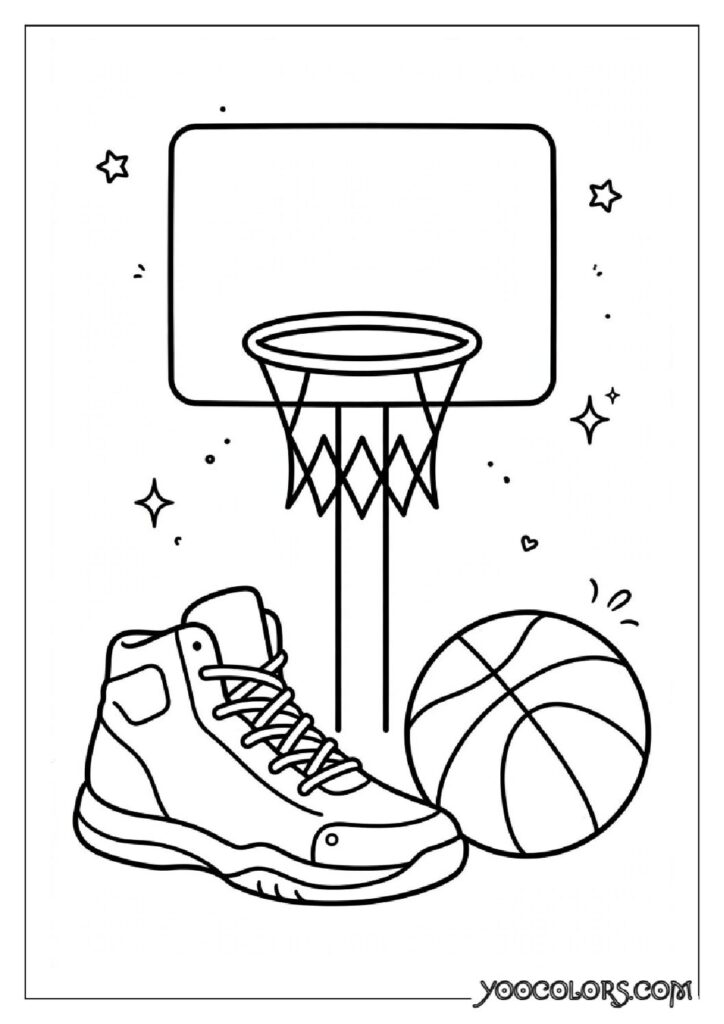 Shoe Coloring Pages 6 basketball sneaker hoop coloring page pdf