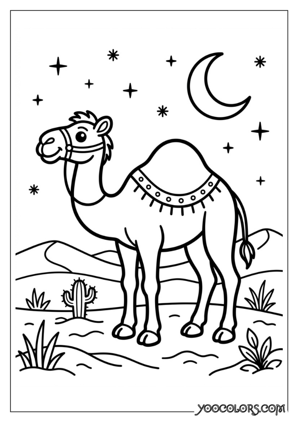 Nativity Coloring Pages: Free Printable Christmas Scenes for Kids 10 Camel standing in desert night