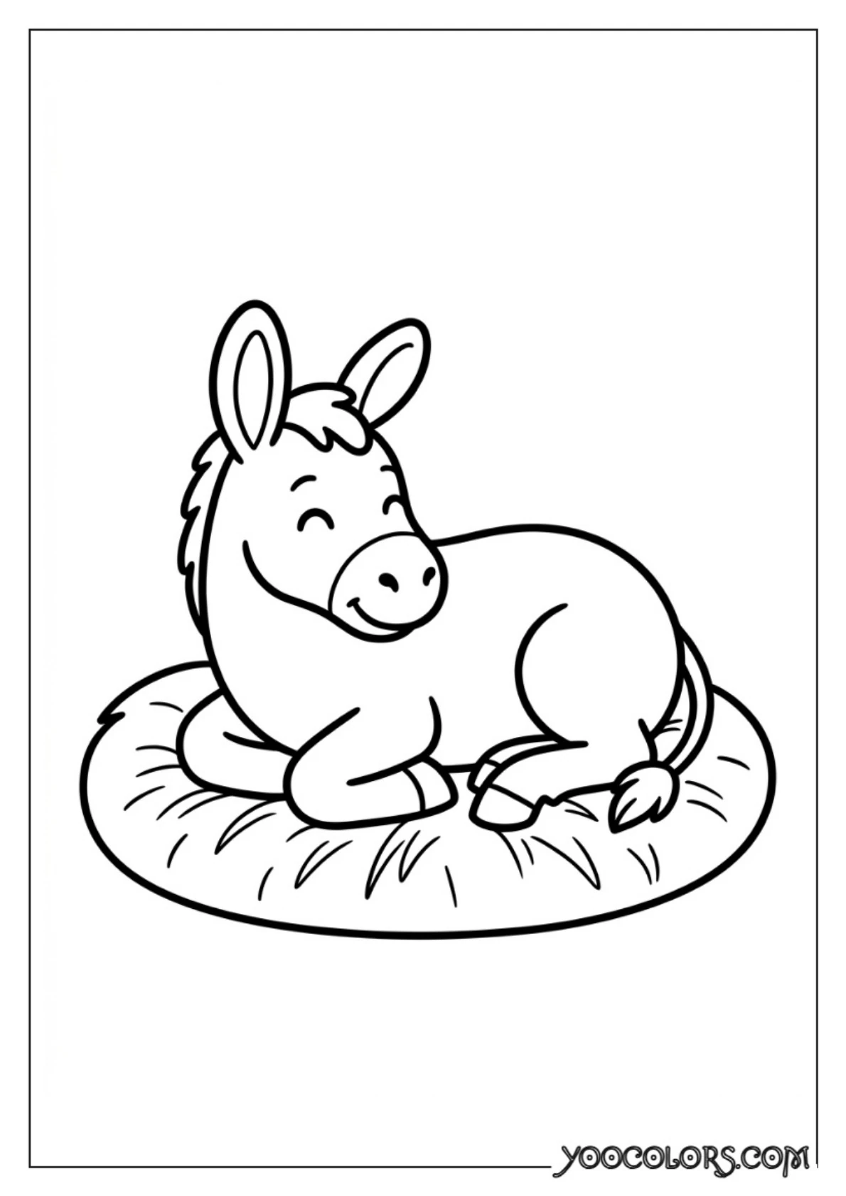 Nativity Coloring Pages: Free Printable Christmas Scenes for Kids 18 Donkey resting on straw