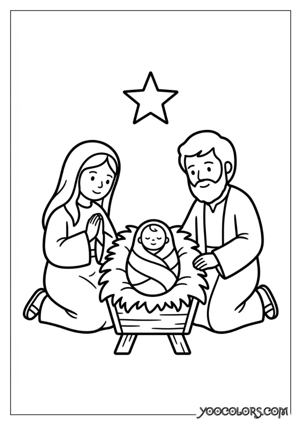 Nativity Coloring Pages: Free Printable Christmas Scenes for Kids 32 Mary and joseph kneeling by