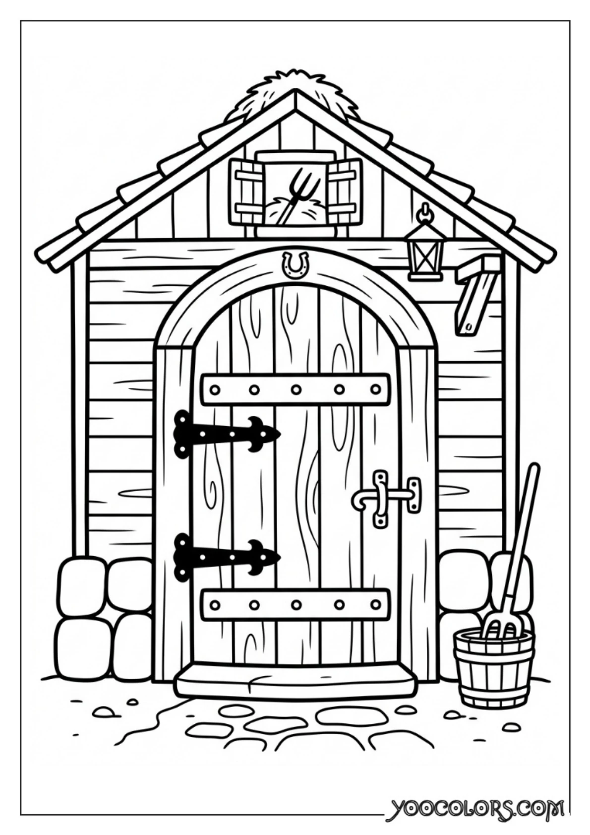 Nativity Coloring Pages: Free Printable Christmas Scenes for Kids 37 Minimalist line art stable door
