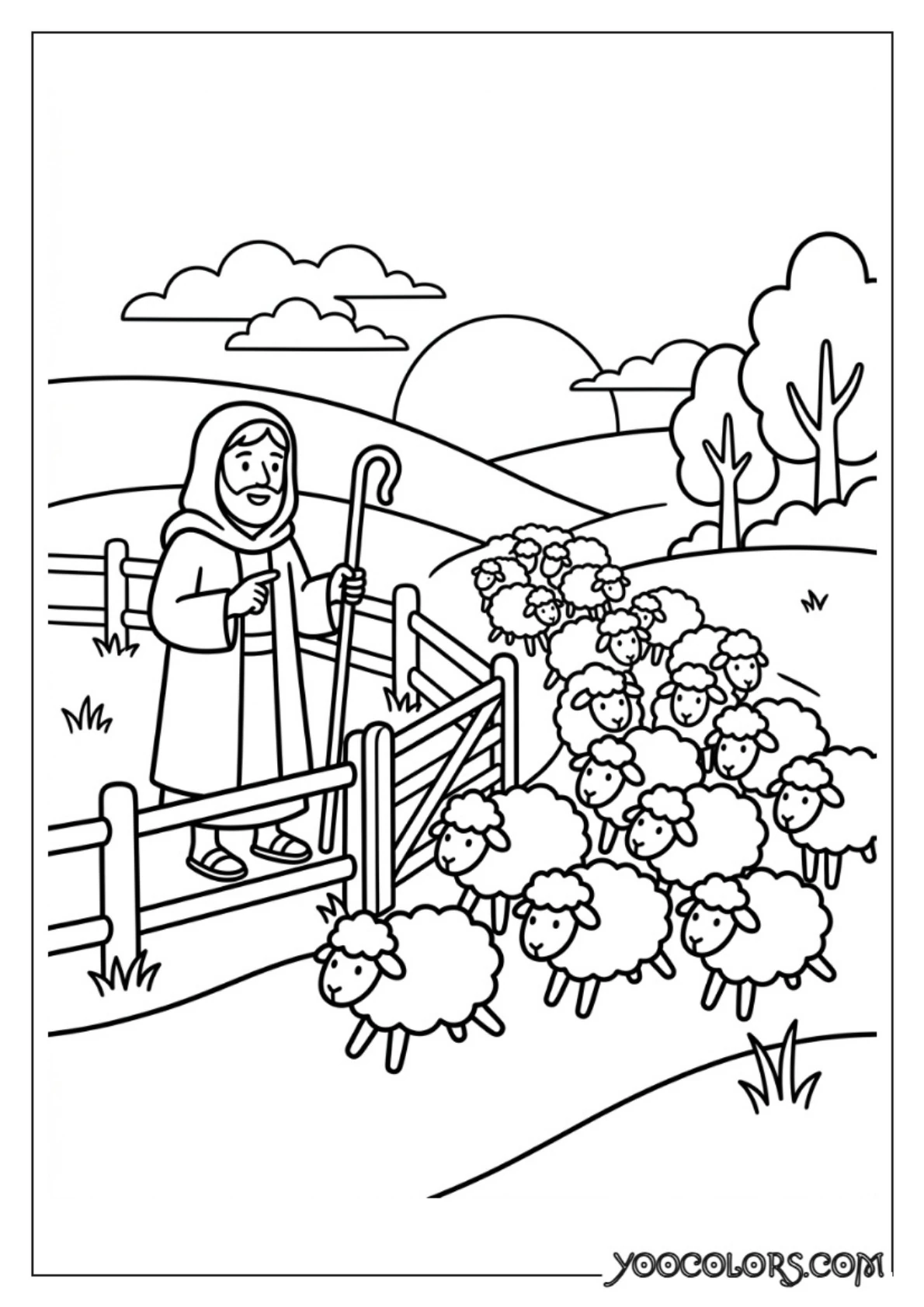 Nativity Coloring Pages: Free Printable Christmas Scenes for Kids 56 Shepherd counting sheep coloring…