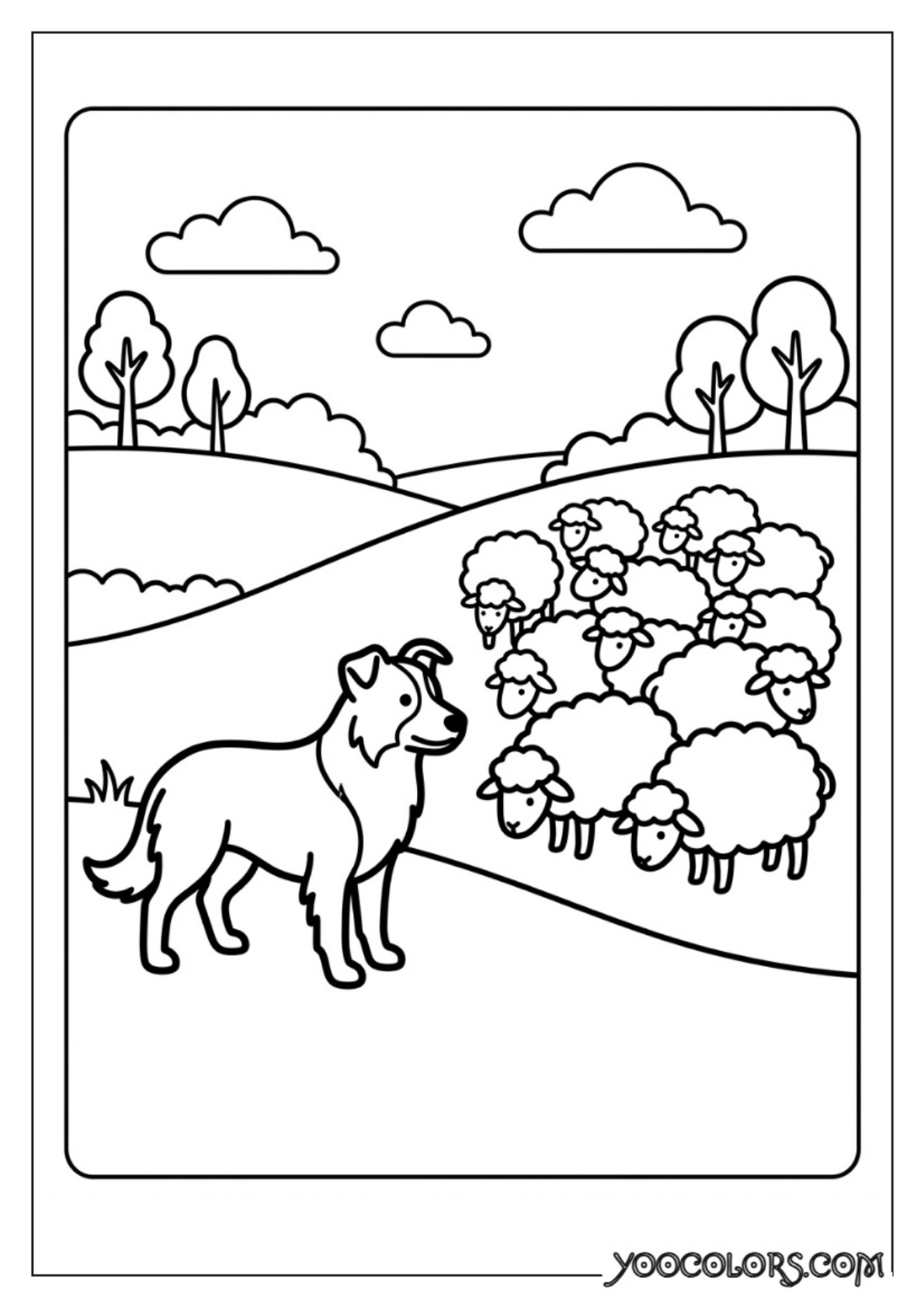 Nativity Coloring Pages: Free Printable Christmas Scenes for Kids 58 Shepherd dog guarding sheep