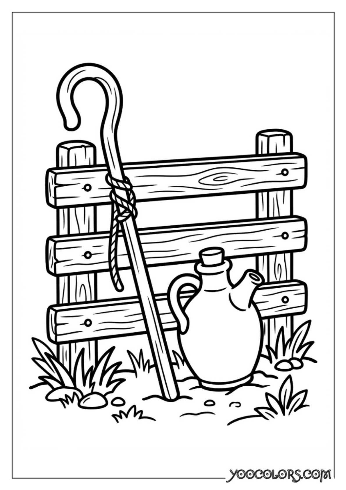Nativity Coloring Pages: Free Printable Christmas Scenes for Kids 72 Staff and water jug outline