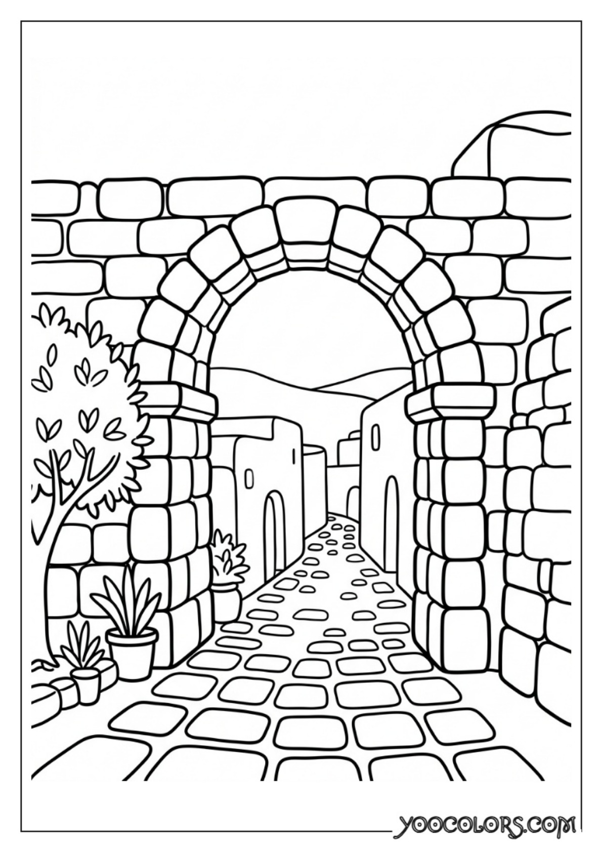 Nativity Coloring Pages: Free Printable Christmas Scenes for Kids 76 Stone archway coloring page
