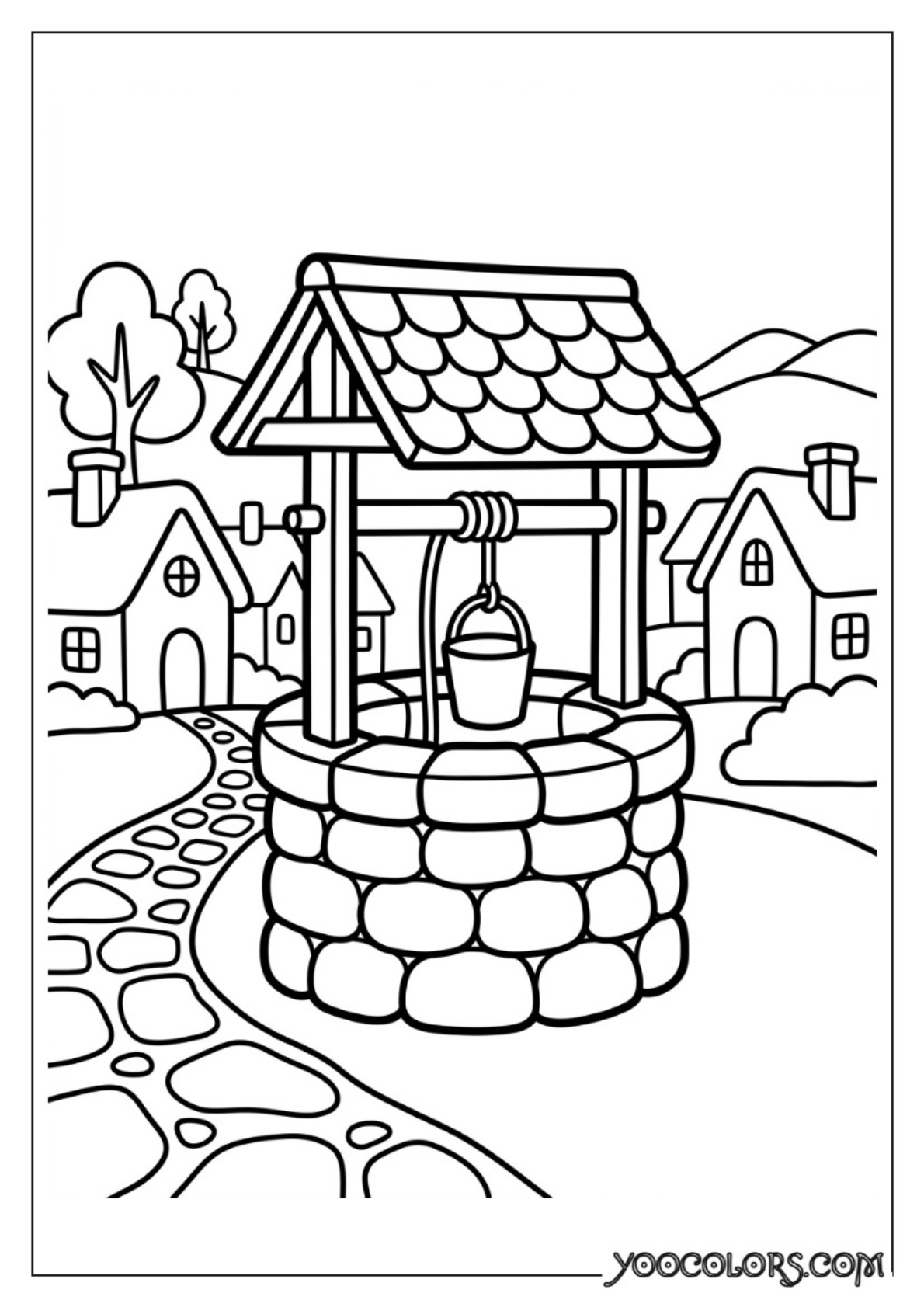Nativity Coloring Pages: Free Printable Christmas Scenes for Kids 77 Stone well line art